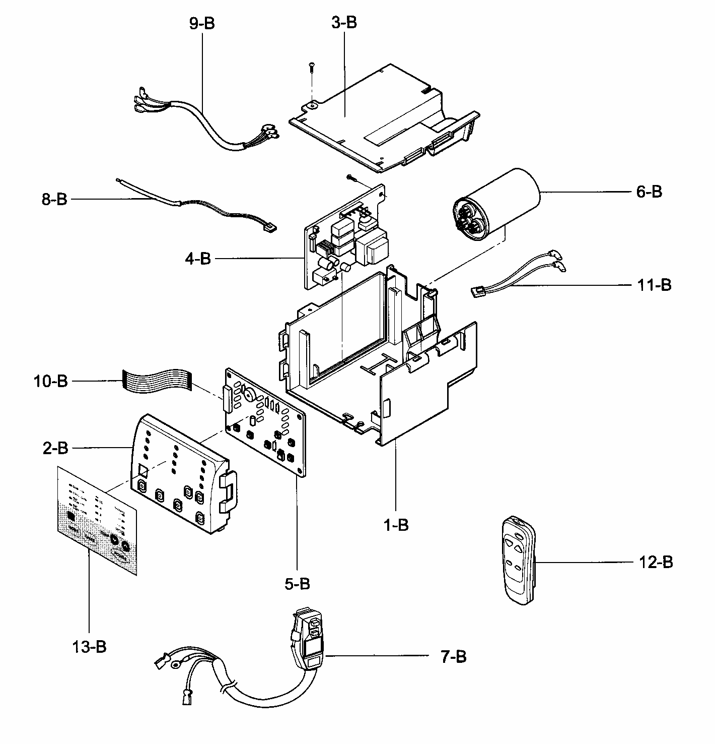 Control Box Assy Diagram and Parts List for 58075180700  Kenmore Air Conditioner