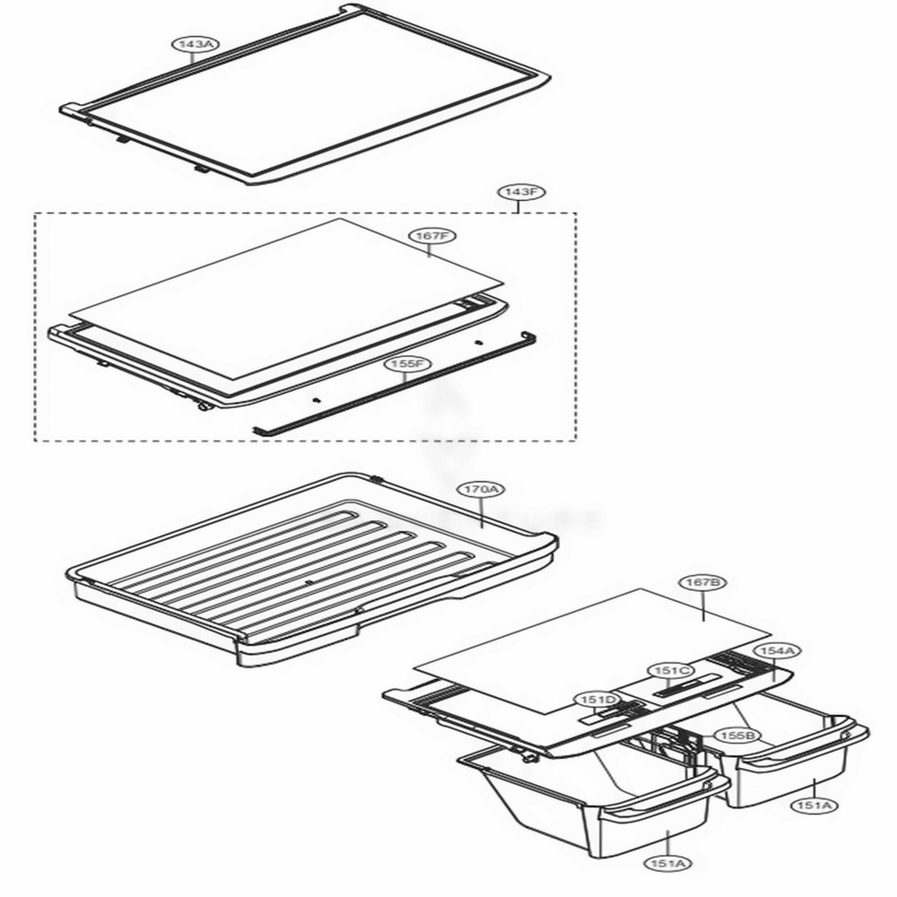 Refrigerator Parts Diagram and Parts List for LTCS24223D ASBCNA0 LG Refrigerator