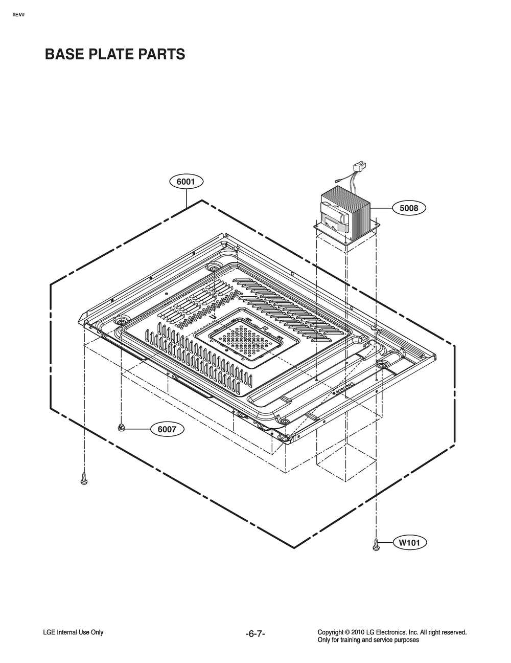 Base Plate Parts Diagram and Parts List for MS2040FRSE CSBESTD LG Microwave