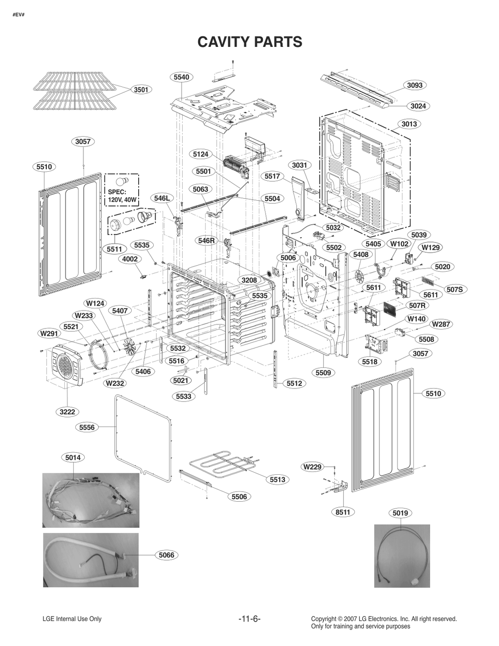 Cavity Parts Diagram and Parts List for FS1775LS ABDLLGA LG Range