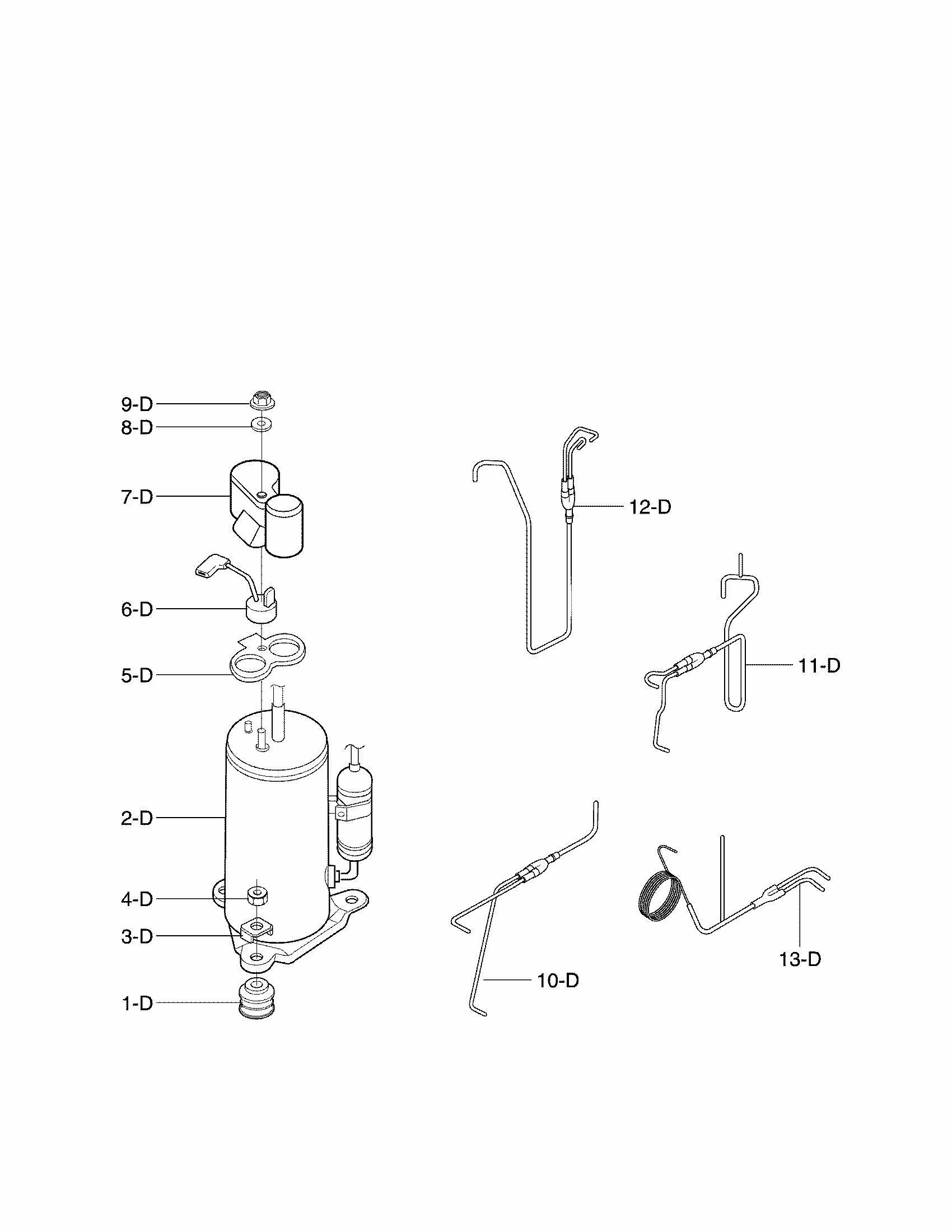 Compressor Parts Diagram and Parts List for 58075062501  Kenmore Air Conditioner