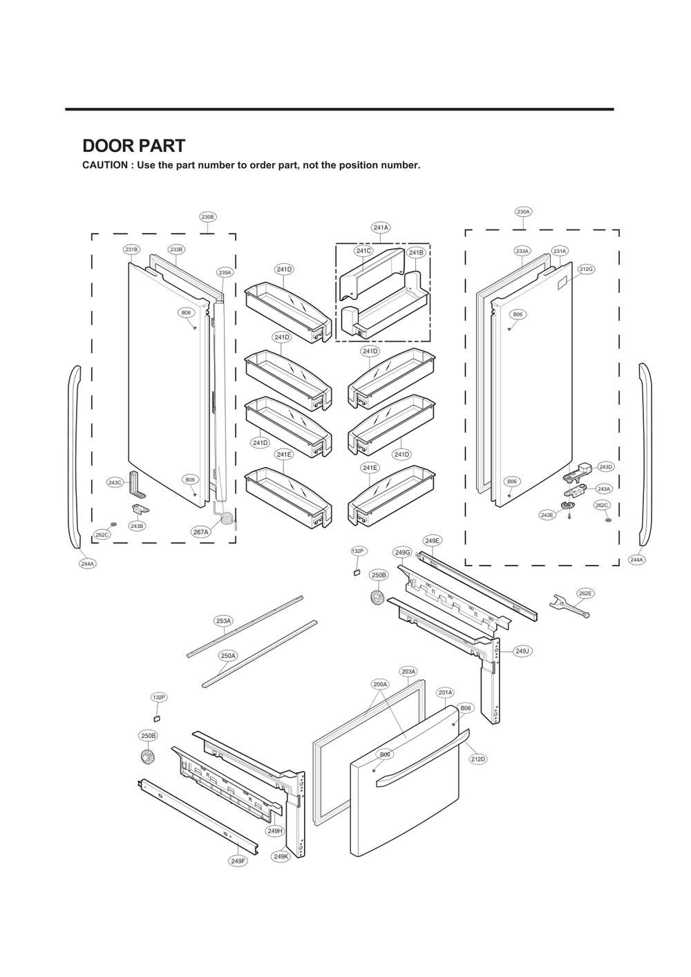 Door Part Diagram and Parts List for GC-B258VKNM ASBCNA0 LG Refrigerator