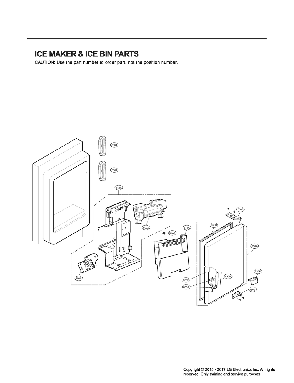 Ice Maker And Ice Bin Parts Diagram and Parts List for GR-L31GHSJM ASTCNA1 LG Refrigerator