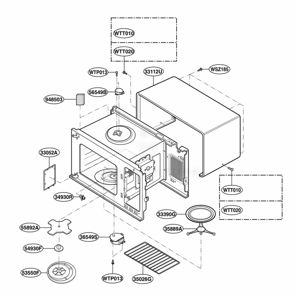 Oven Cavity Parts Diagram and Parts List for KCMS185JBL AB1EKAD LG Wall Oven