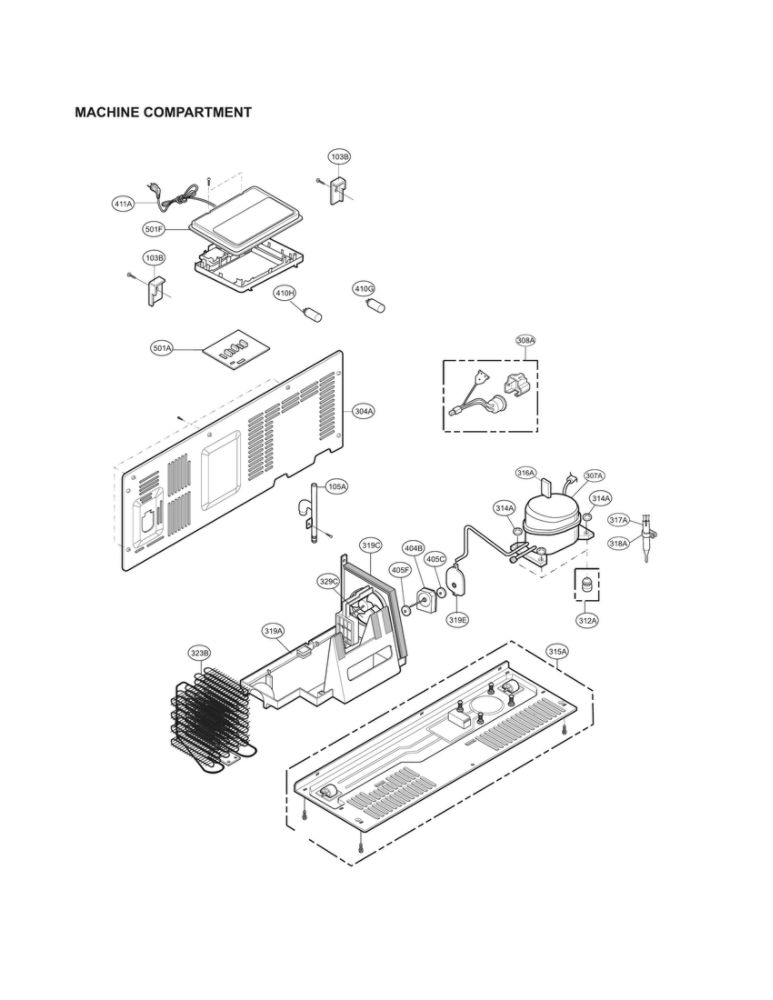 Machine Compartment Parts Diagram and Parts List for LSXS26466D 00 LG Refrigerator