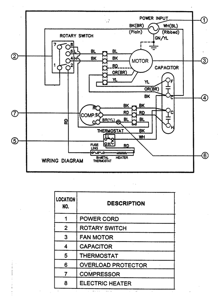 Wiring Diagram Diagram and Parts List for HBLG12H  LG Air Conditioner