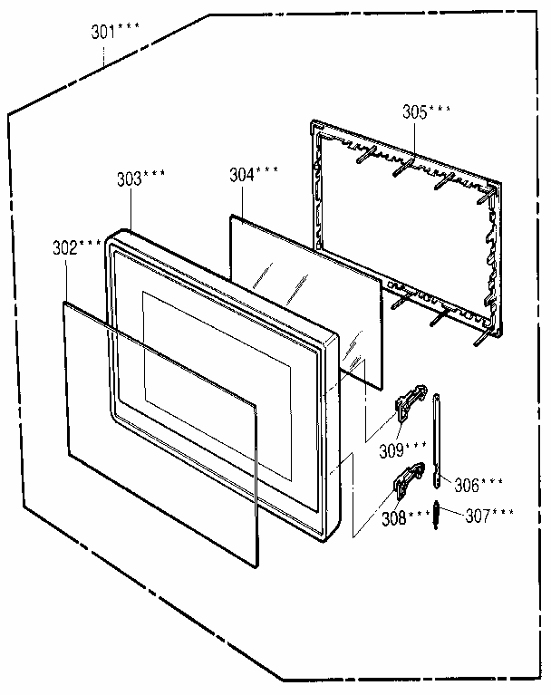Door Diagram and Parts List for 7218902190  Kenmore Microwave