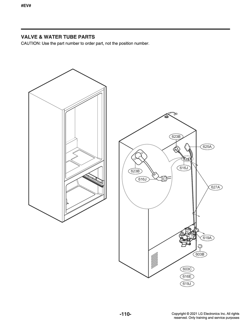 Valve And Water Tube Parts Diagram and Parts List for GR-X288NSSM ASTCNA4 LG Refrigerator