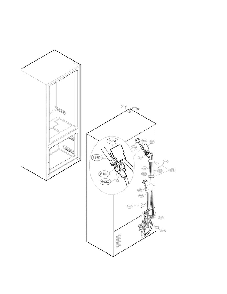 Valve And Water Tube Parts Diagram and Parts List for LFX29927SB  LG Refrigerator