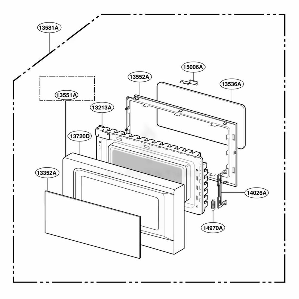 Door Parts Diagram and Parts List for 87330 CWHESEC LG Range