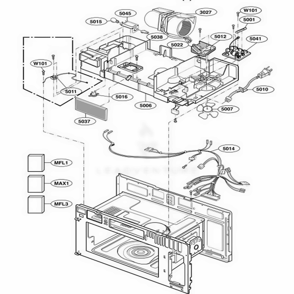 Interior Parts 2 Diagram and Parts List for 85138 ABSESEC LG Range