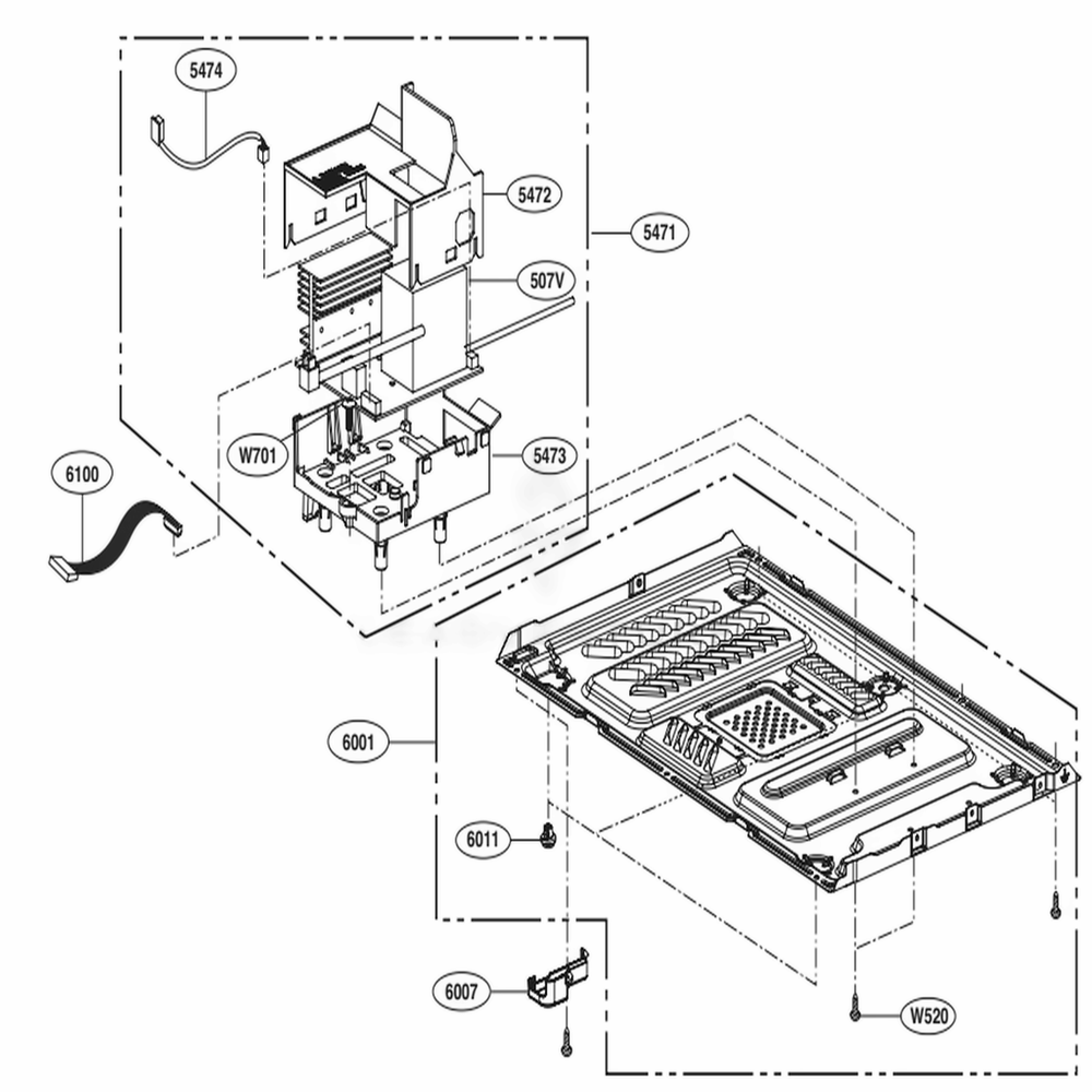 Base Plate Parts Diagram and Parts List for LMC0975ST CS1ELNA LG Microwave