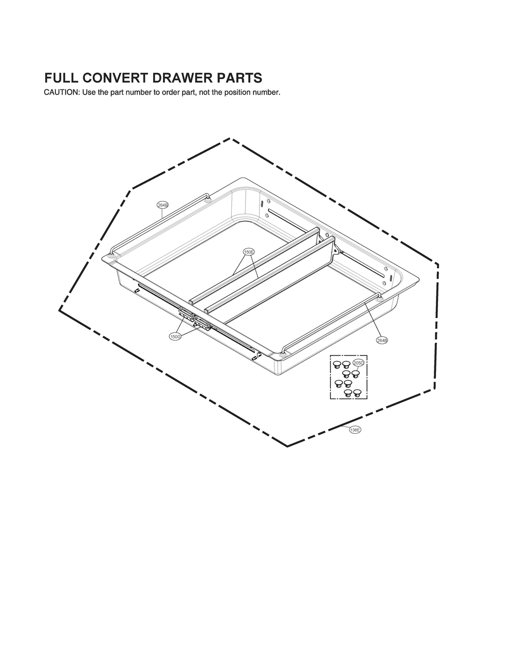 Full Convert Drawer Parts Diagram and Parts List for GR-L30GMSRM ASTCNA0 LG Refrigerator
