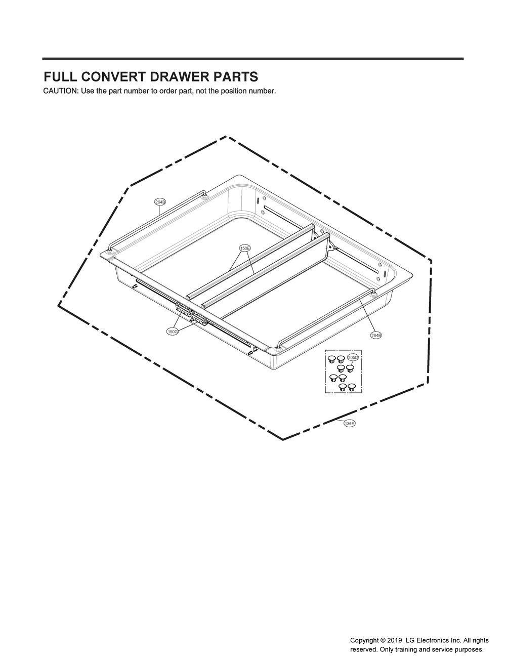 Full Convert Drawer Parts Diagram and Parts List for GR-J30GMKYM ASBCNA2 LG Refrigerator