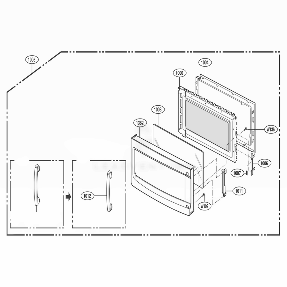 Door Parts Diagram and Parts List for LMVH1750SW AWHELGA LG Range