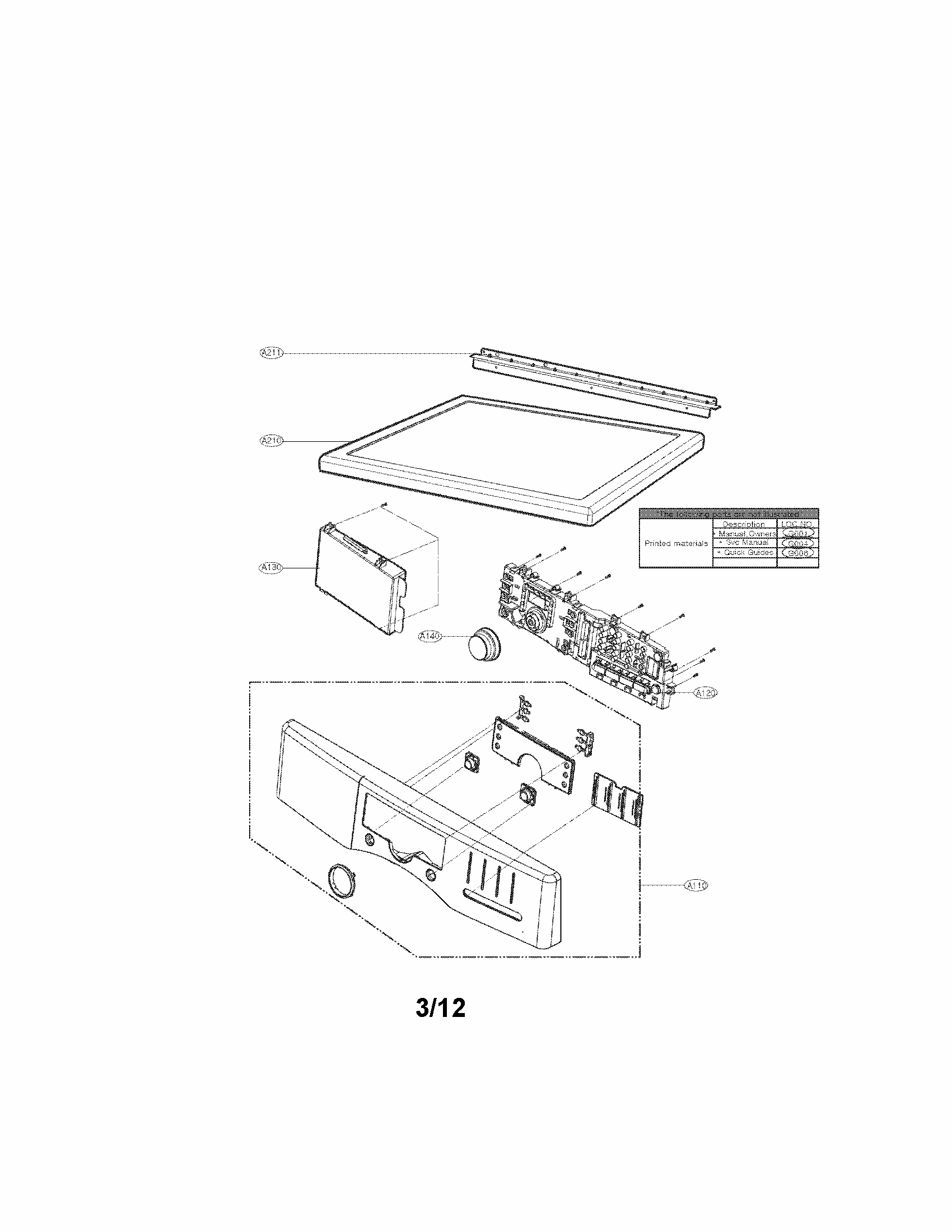 Control Panel And Plate Assembly Parts Diagram and Parts List for 79691272210  Kenmore Dryer