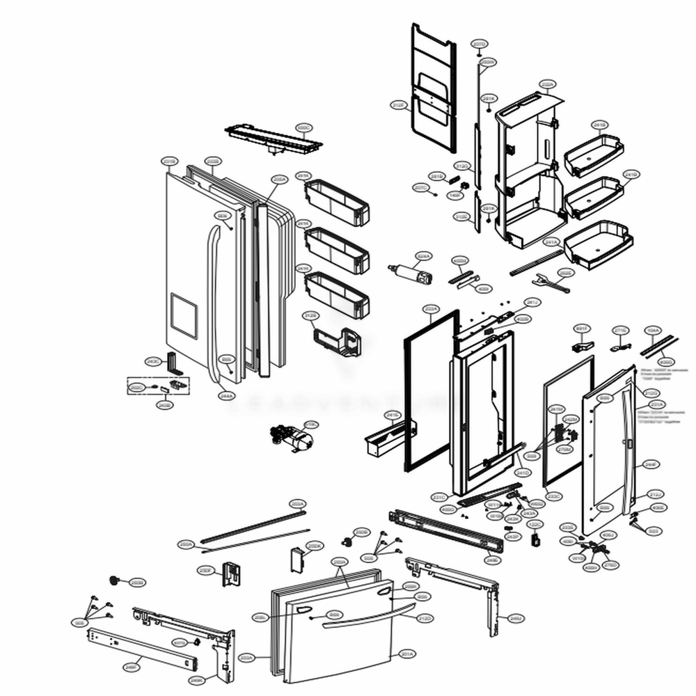 Door Parts Diagram and Parts List for LFXC24796D ASBCNA0 LG Refrigerator