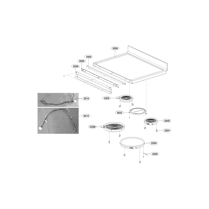 Cooktop Diagram and Parts List for LDE4415BD 00 LG Range
