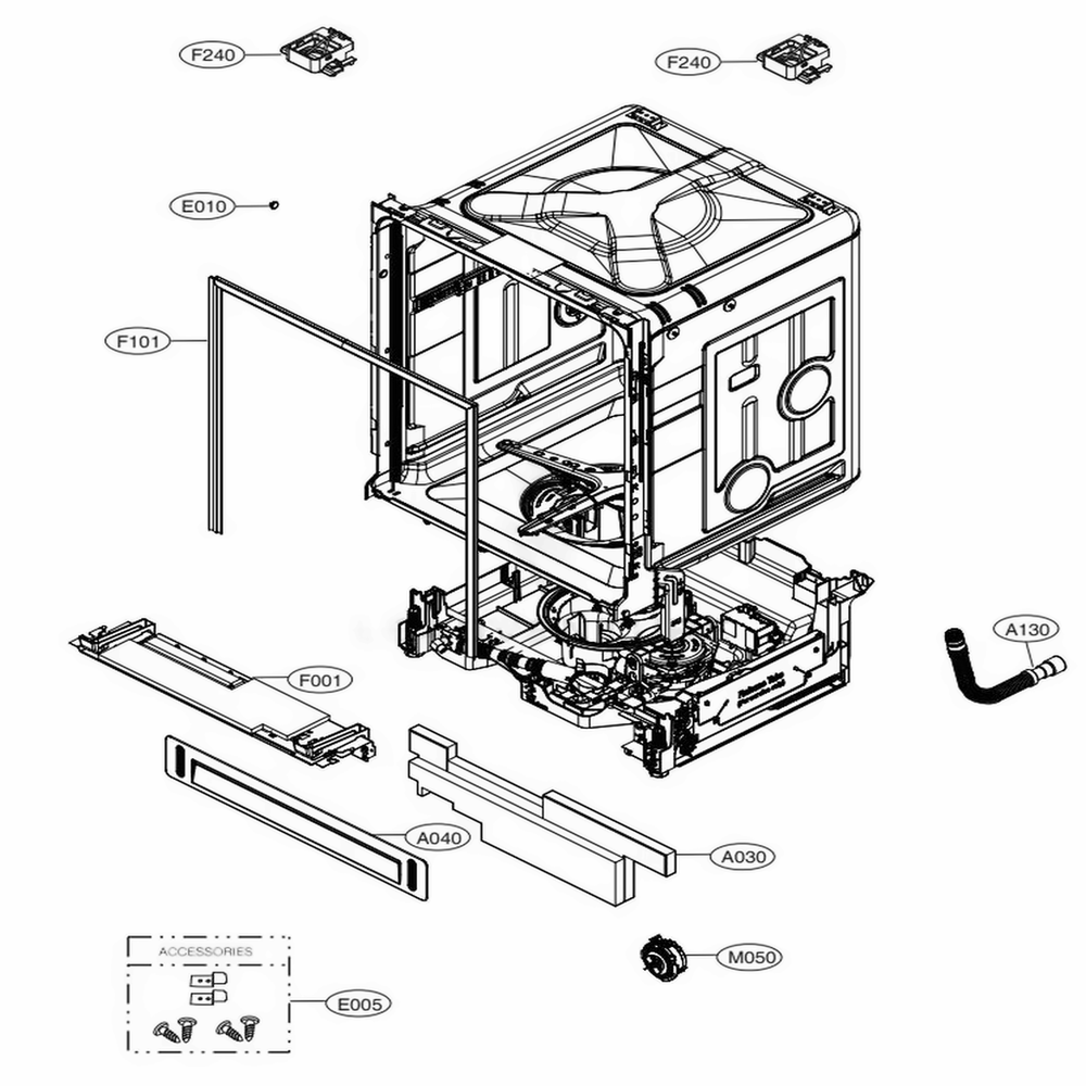 Main Diagram and Parts List for SKSDW2401S ASTESNA LG Range