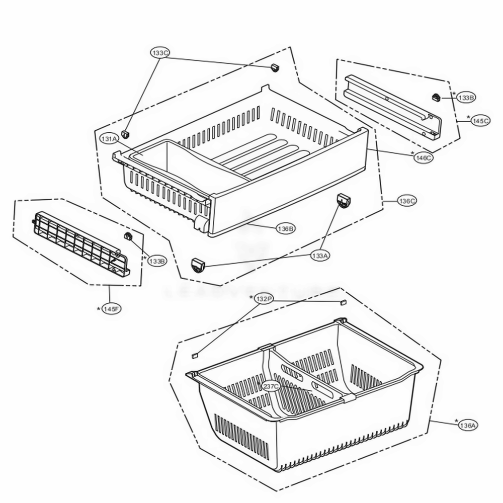 Freezer Parts Diagram and Parts List for LFXS28566S ASTCNA4 LG Refrigerator