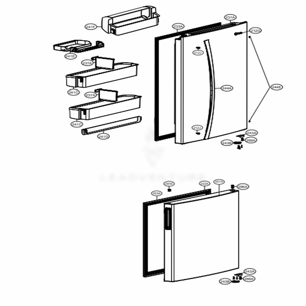 Door Parts Diagram and Parts List for LBC24360SW ASWCNA2 LG Refrigerator