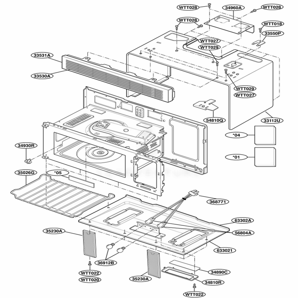 Oven Cavity Parts Diagram and Parts List for MH7130XEB3 B3EWRP LG Range