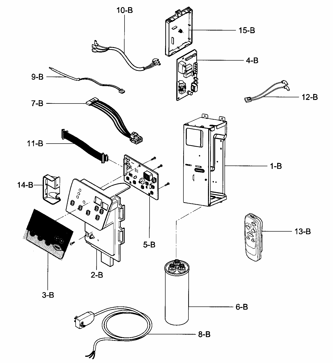 Control Box Assy Diagram and Parts List for 58075135700  Kenmore Air Conditioner