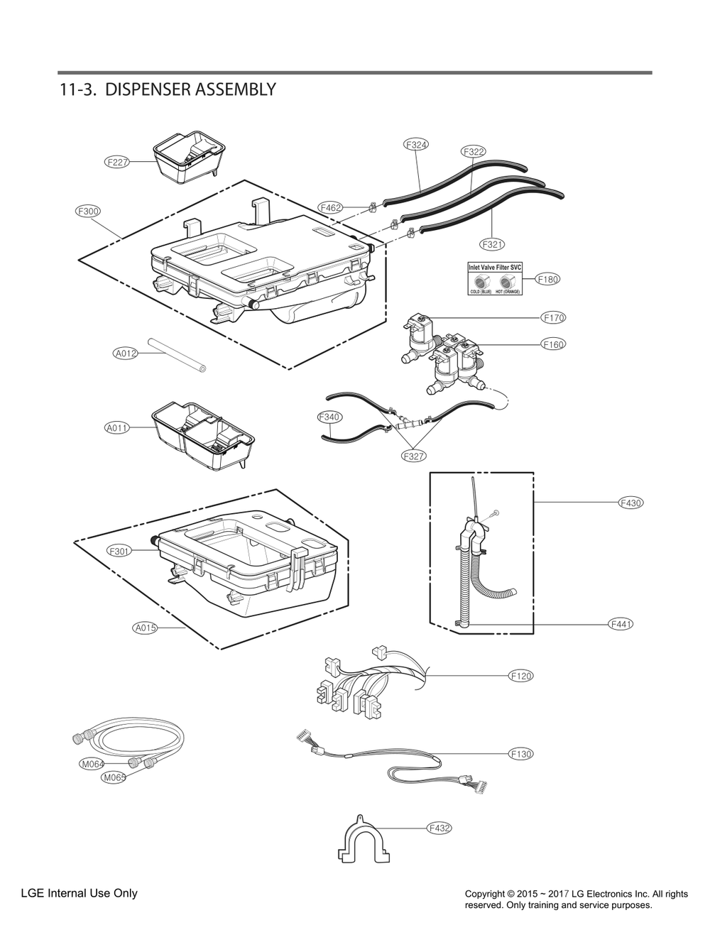 Dispenser Assembly Diagram and Parts List for FH3F7ADYK7 ASSEEUS LG Washer