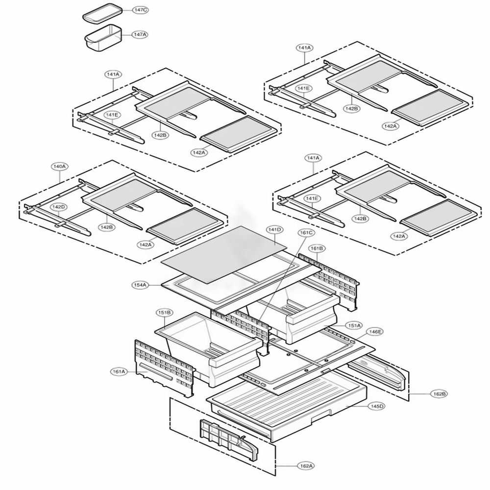 Refrigerator Parts Diagram and Parts List for 78713 AST1SER LG Refrigerator
