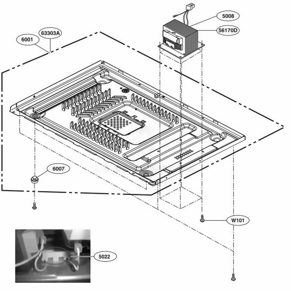 Base Plate Parts Diagram and Parts List for LCS1413SW CWHETAR LG Wall Oven