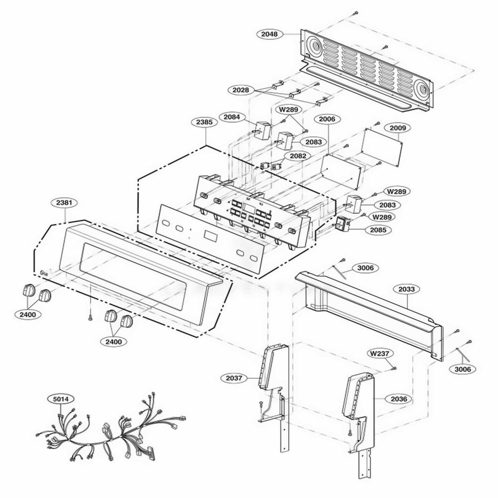 Controller Parts Diagram and Parts List for 619530 FSTLLGA LG Range