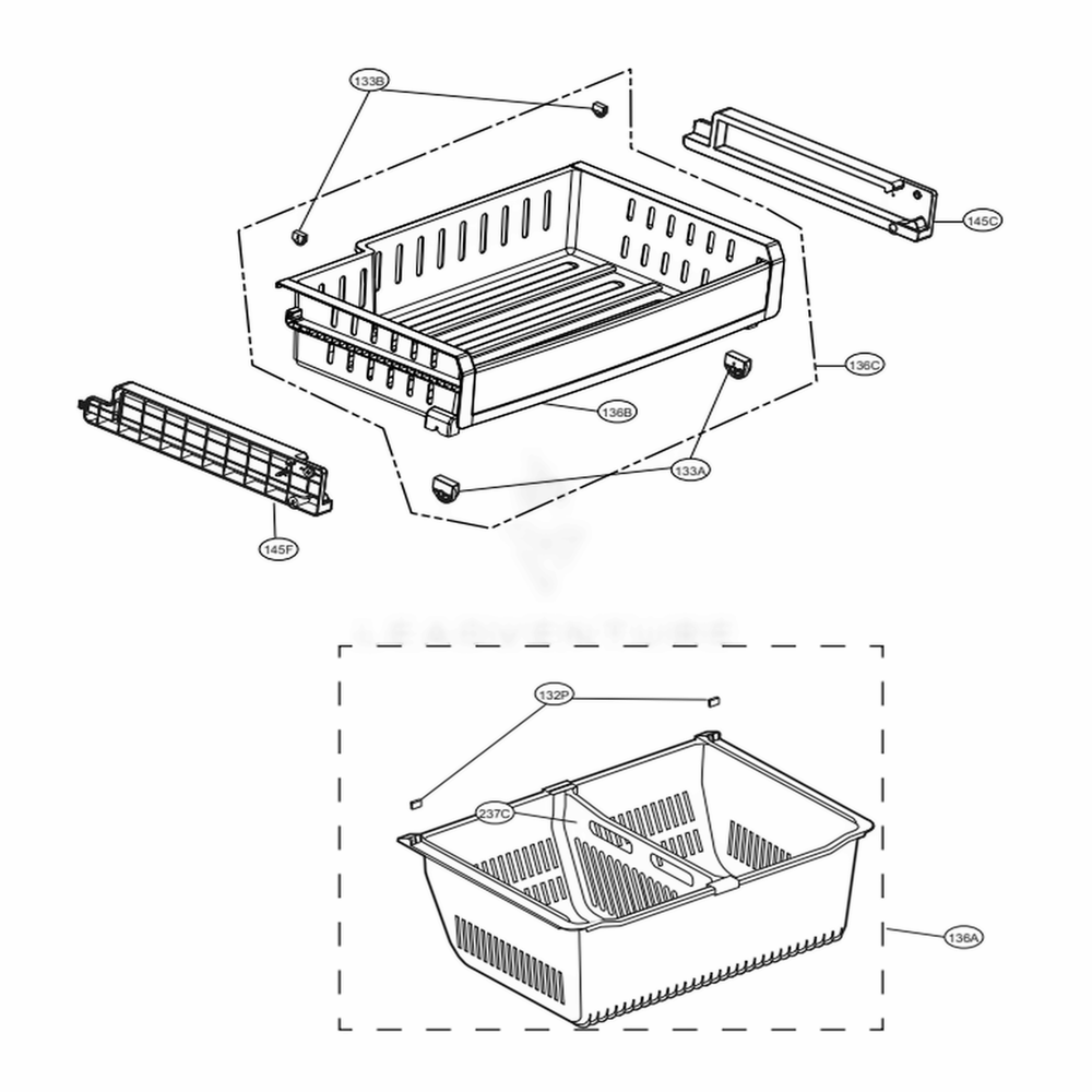 Freezer Parts Diagram and Parts List for LFX25973SB AWBCNA3 LG Refrigerator