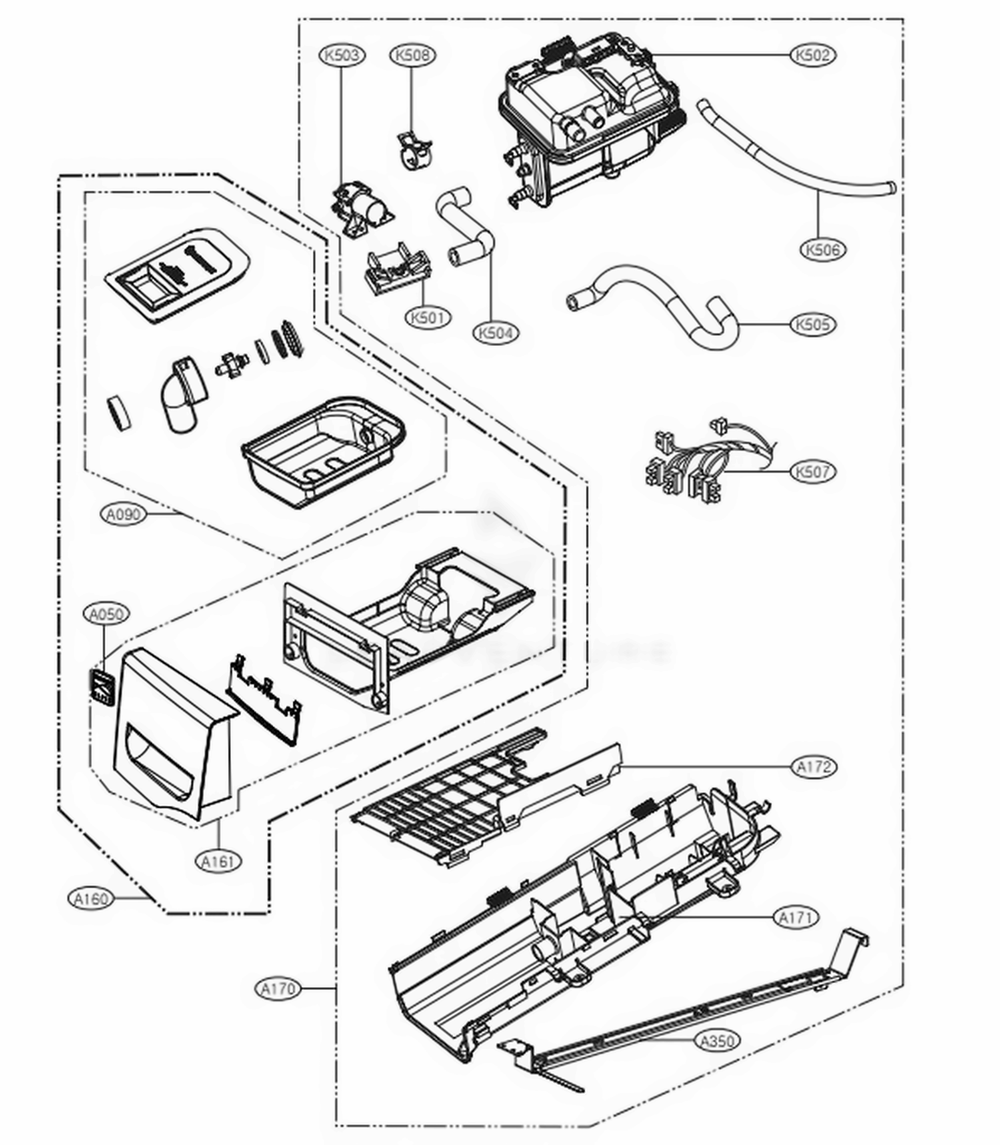 Panel Drawer Assembly And Guide Assembly Diagram and Parts List for 91379 ASRESEU LG Dryer