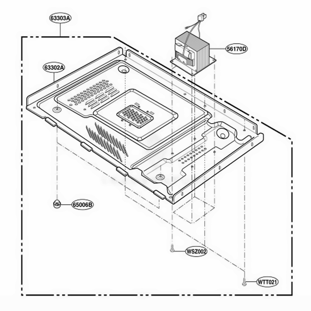 Base Plate Parts Diagram and Parts List for MT4155SPB CBKEWRP LG Wall Oven