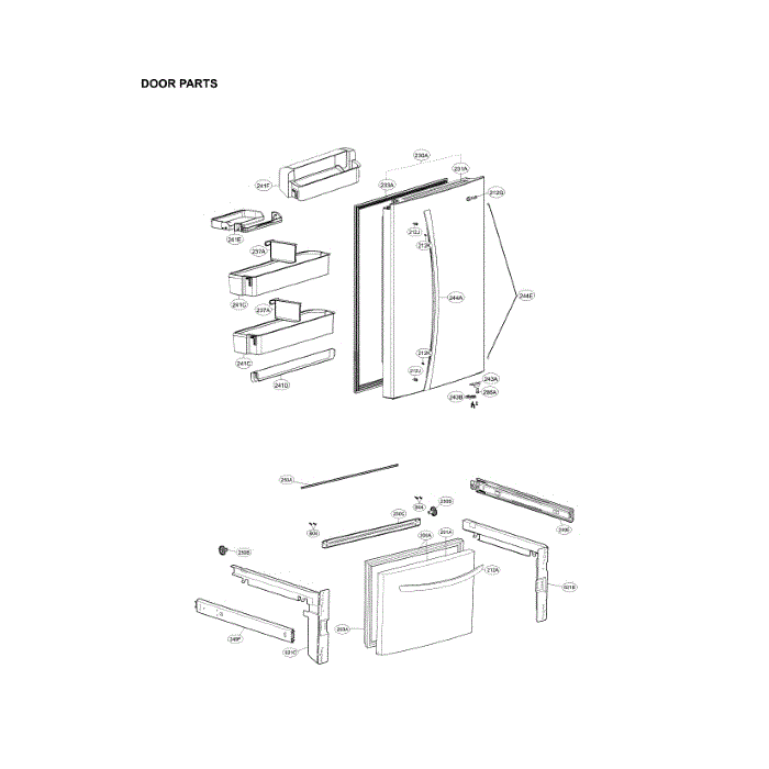 Door Diagram and Parts List for LDCS24223S 00 LG Refrigerator