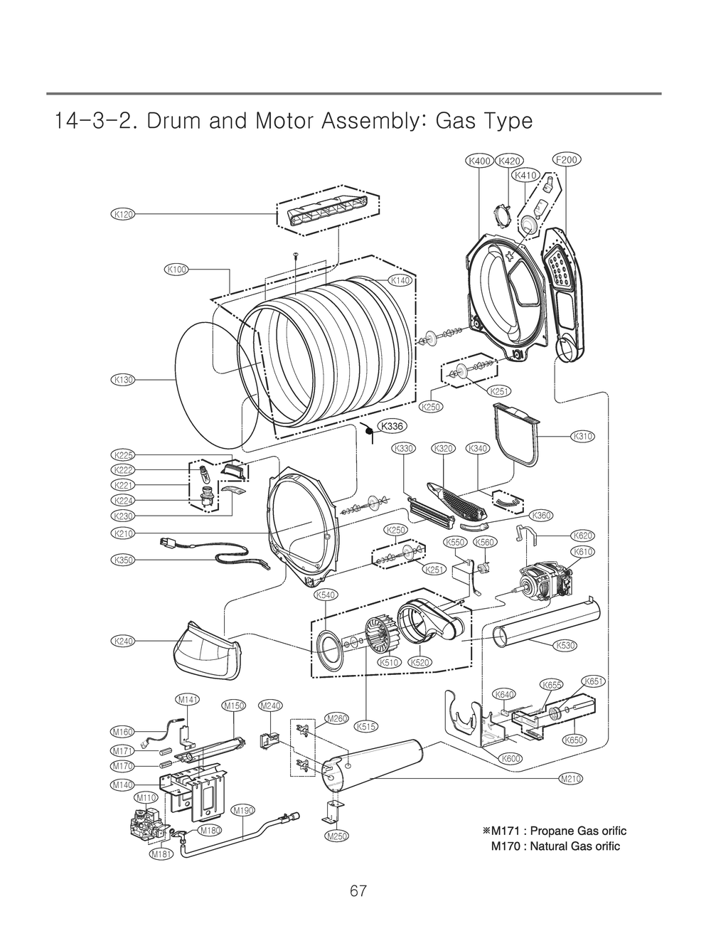Drum And Motor Assembly Diagram and Parts List for RN1380AS8N ABWEEUS LG Dryer