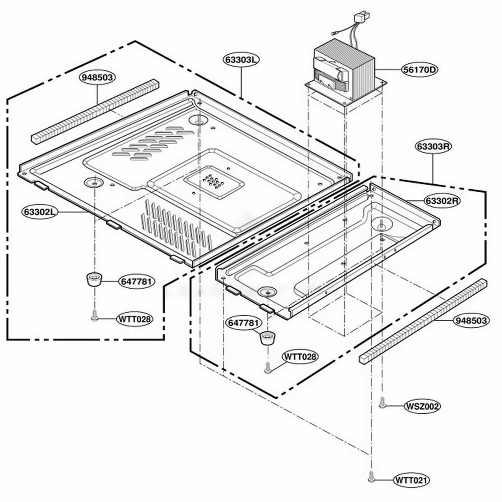 Base Plate Parts Diagram and Parts List for MT3130SHQ M1EWRP LG Range