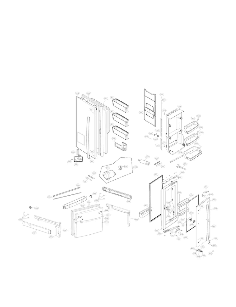 Door Parts Diagram and Parts List for LFX31945ST 00 LG Refrigerator