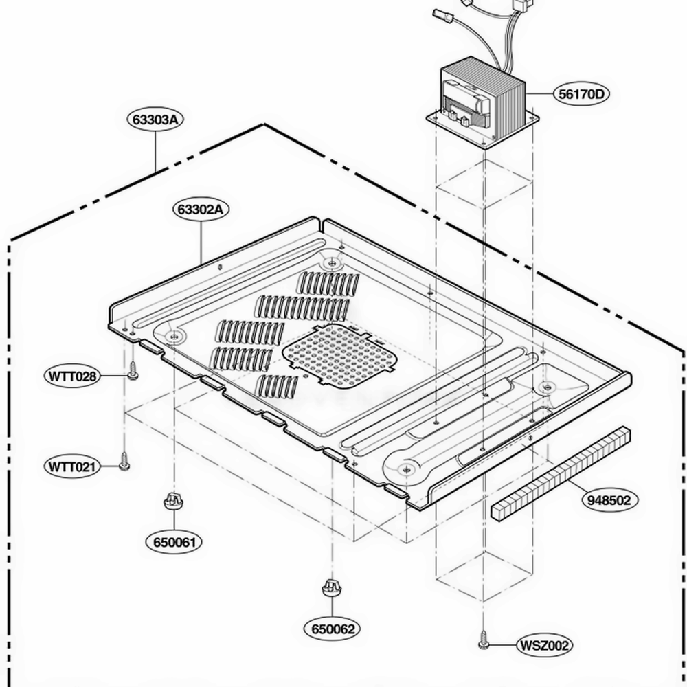 Base Plate Parts Diagram and Parts List for JMC9158AAW AWHEJEN LG Wall Oven