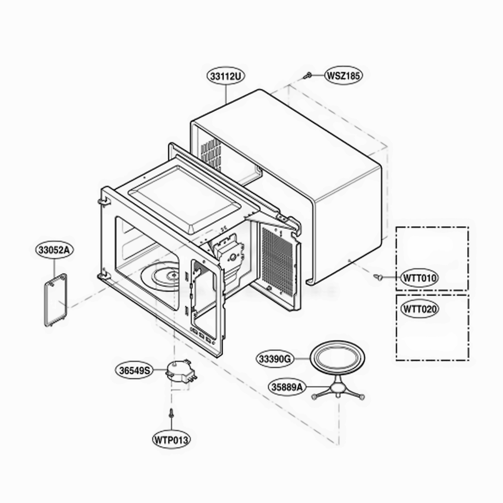 Oven Cavity Parts Diagram and Parts List for GT4175SPB CBKEWRP LG Wall Oven