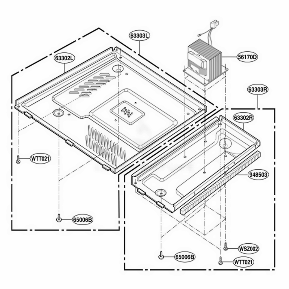Base Plate Parts Diagram and Parts List for 89030 AMWESEC LG Range