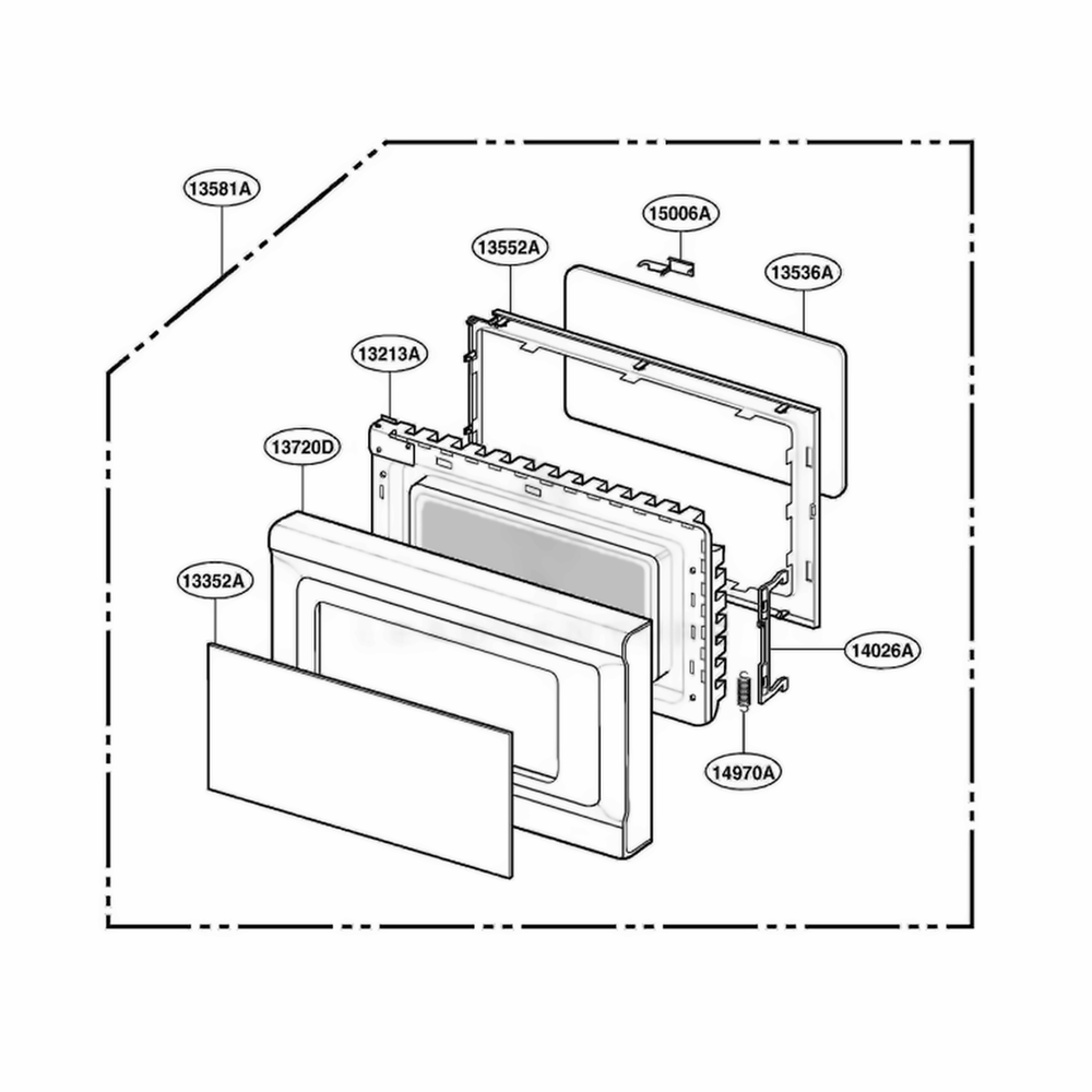 Door Parts Diagram and Parts List for MS114SA MWEGSC LG Range