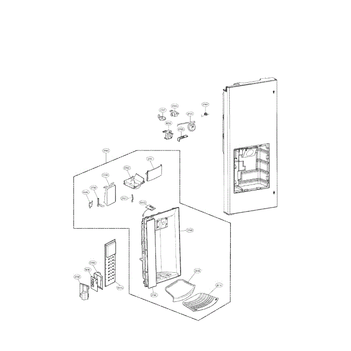Dispenser Diagram and Parts List for LFX28968SB 00 LG Refrigerator