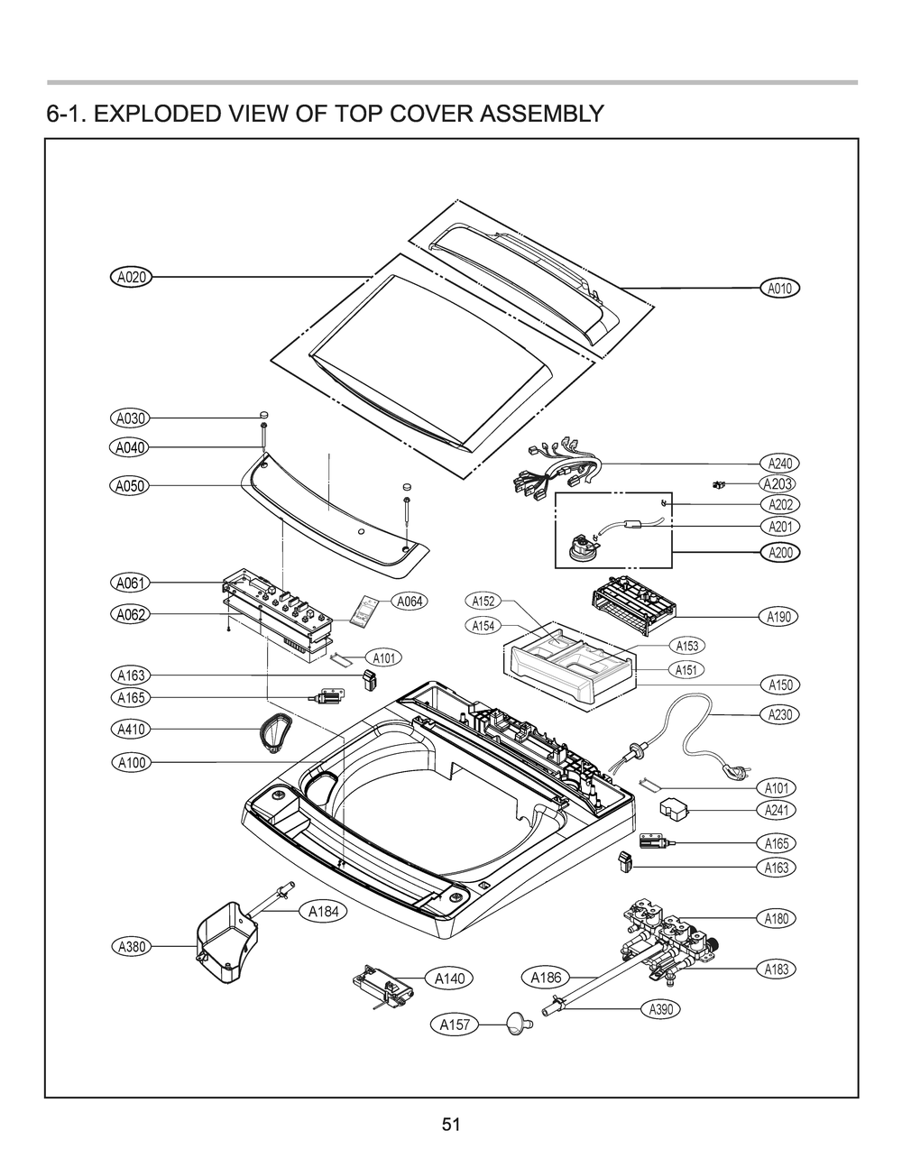 Top Cover Assembly Diagram and Parts List for T1742WGPTD ABSETUS LG Washer