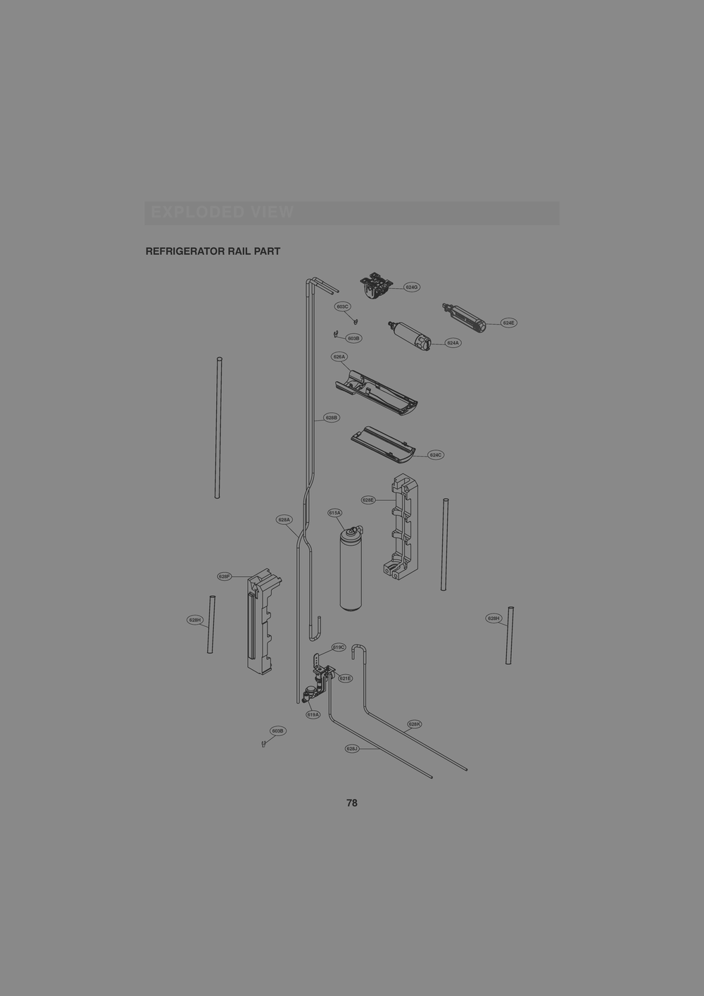 Refrigerator Rail Part 2 Diagram and Parts List for GR-L276SSDM ASTCNA0 LG Refrigerator