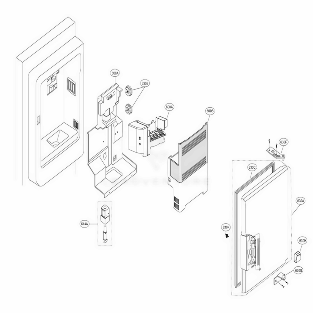 Ice Maker Parts Diagram and Parts List for 78412 ASWCSEC LG Refrigerator