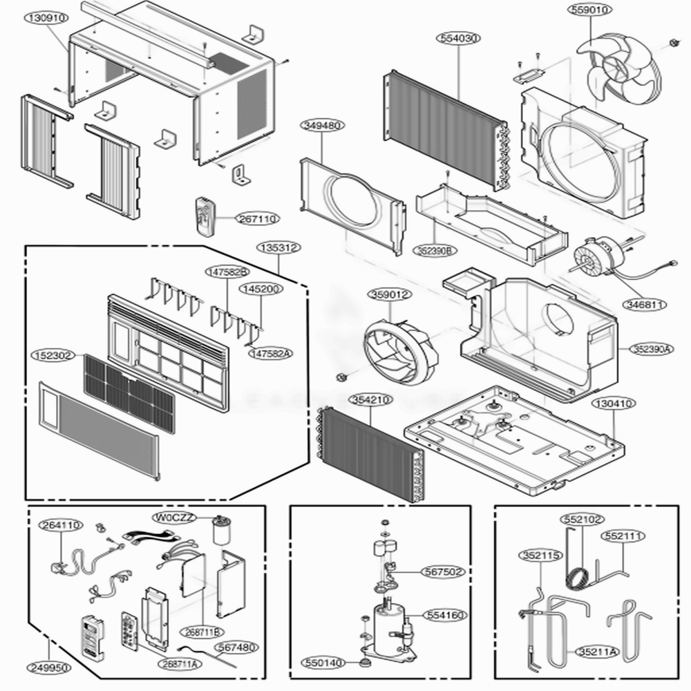 Main Diagram and Parts List for LW5200R AWYAUSL LG Air Conditioner