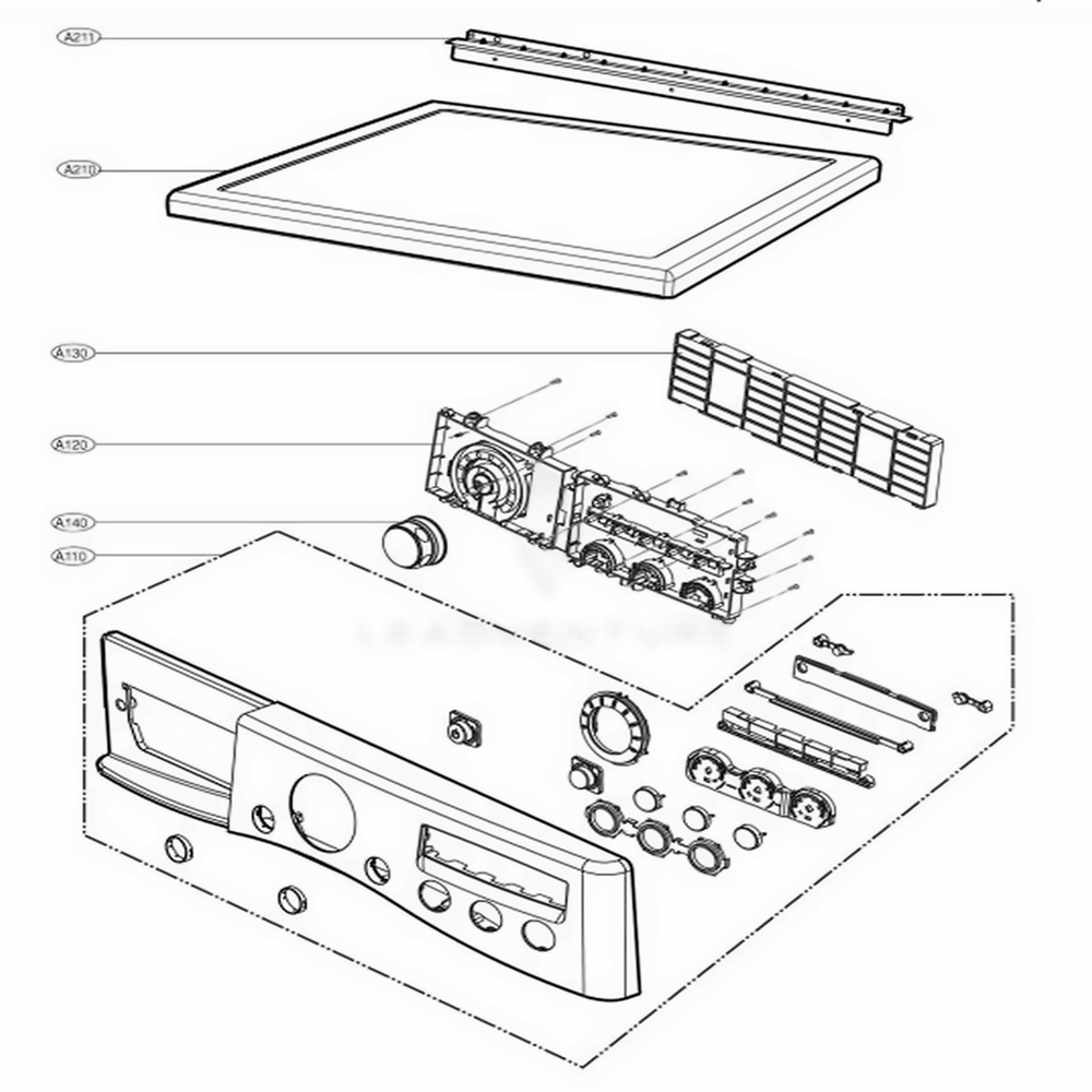Control Panel And Plate Assembly Diagram and Parts List for DLGX2502V ASSEEUS LG Dryer