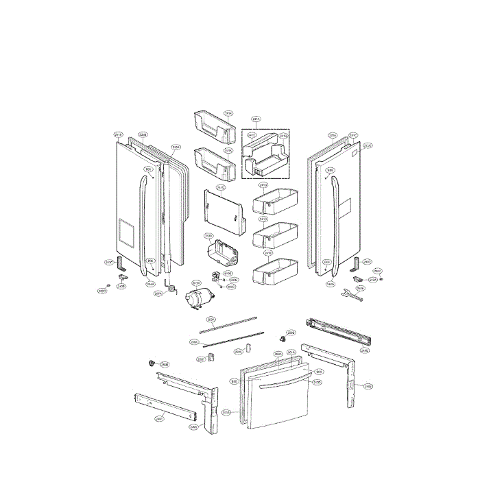 Door Diagram and Parts List for LFX28995ST 00 LG Refrigerator