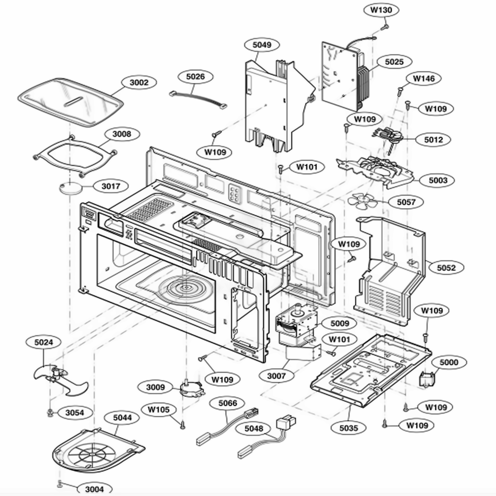 Interior Parts 1 Diagram and Parts List for 63762 AWHESEA LG Range